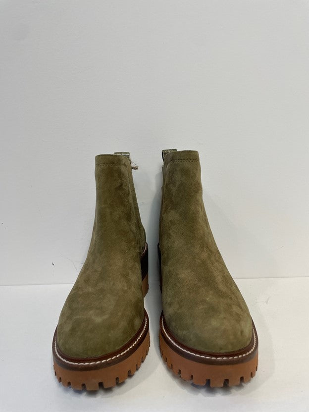 Green Suede Leather Booties