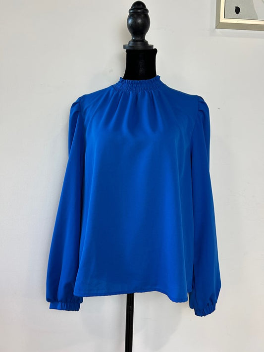 High Mock Neck Long Sleeve Blouse