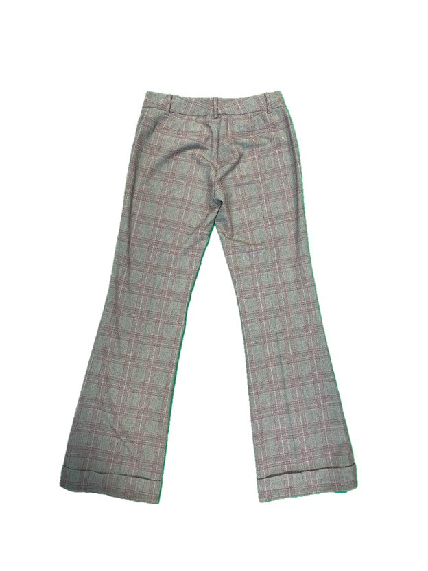 Pink & Grey Plaid Low Rise Flare Pants