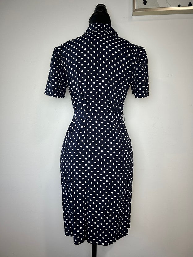 Polka Dot Print Belted Collar Shirt Dress