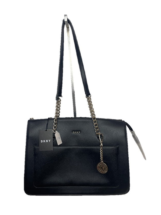 Black Leather Chain Strap Tote Bag