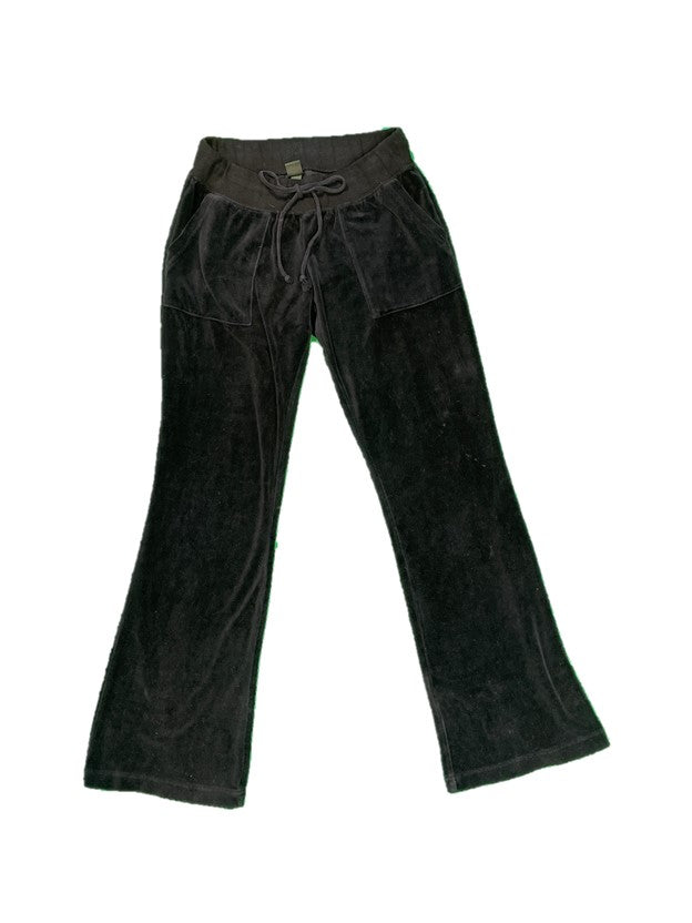 Low Waist Black Velour Flare Bottom Pants