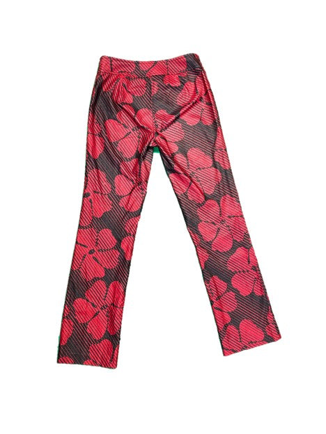Low Rise Red and Black Floral Print Pants