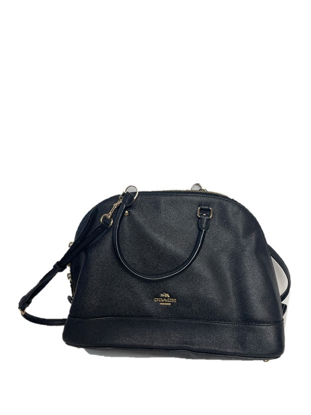 Black Leather Satchel Bag with Strap