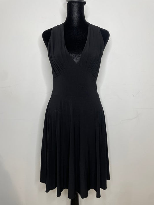 Black V Neck Flowy Midi Dress