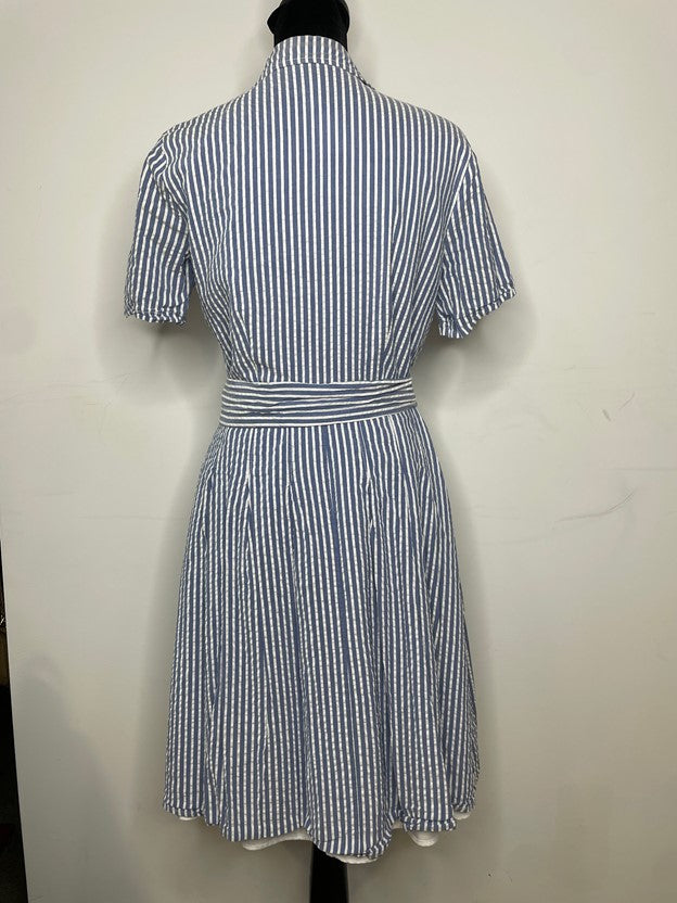 Blue & White Striped Knot In The Front Dress