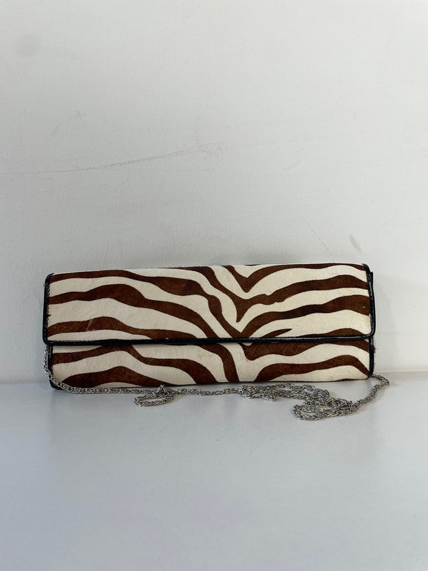 Brown Zebra Print Heels w/ Matching Convertible Clutch Purse
