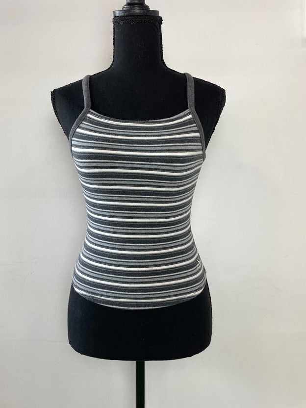 Grey and White Halter Neck Tank Top