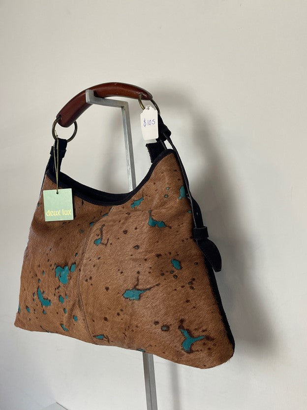 Brown/Turquoise Hyde & Brown Suede Purse