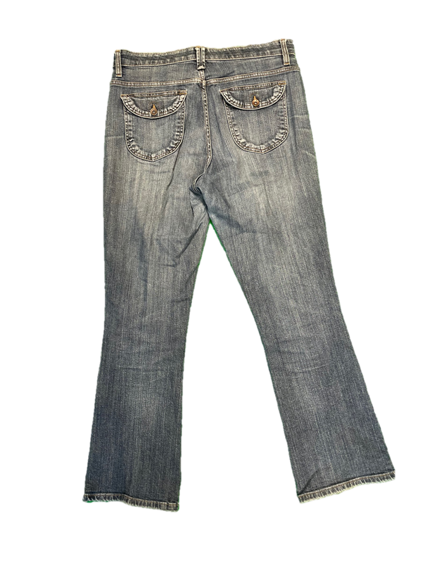 Stretch-Comfort Waistband Mid Wash Button Pocket Detail Bootcut Jeans