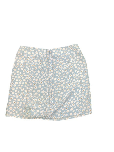 Light Blue Flower Print Mini Skirt