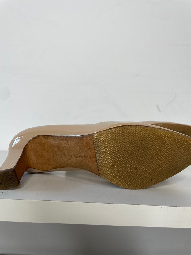 Nude Patent Leather Block Heel