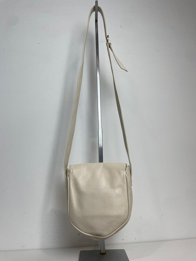 Vintage White Leather Crossbody Handbag