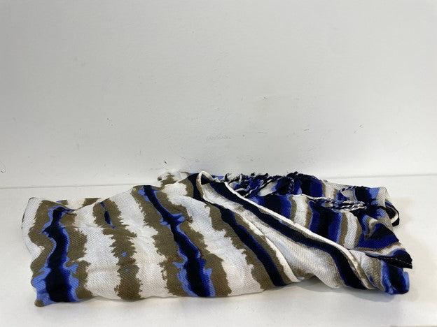 Scarf Striped Marble (White,Blue,Black and Gold)