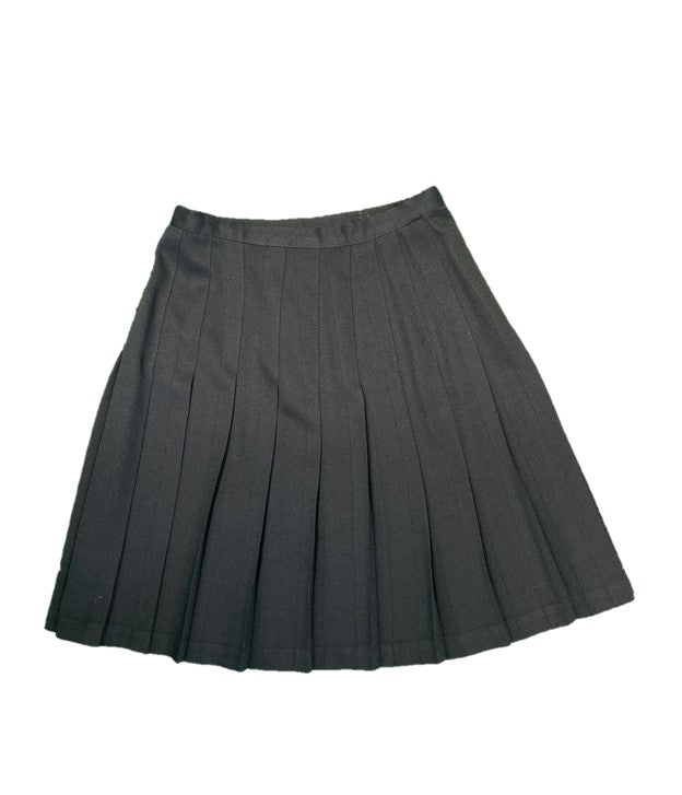 Navy Blue Pleated Knee Length Skirt
