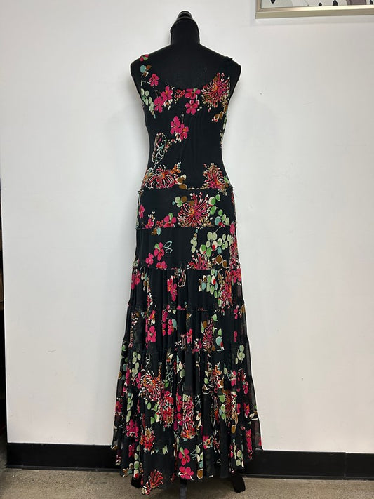 Multicolor Floral Tiered Ruffle Maxi Dress
