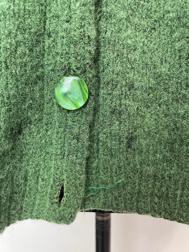 Green Wool Knit Button up Sweater Vest