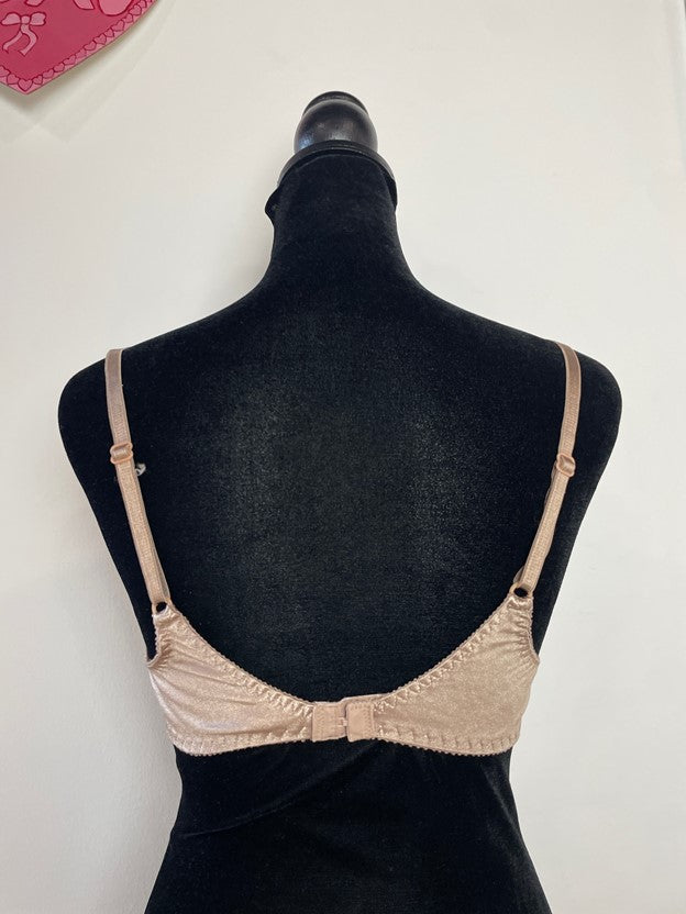 Vintage Tan Lace Bra with Bow