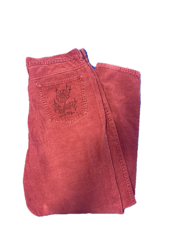Burnt Orange Corduroy Relaxed Fit Pant