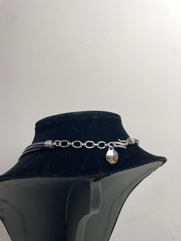 Sterling Silver Slide Pendant Multi Strand Leather Necklace