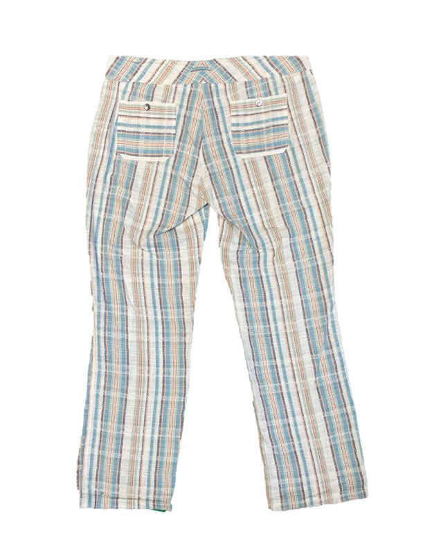 Gauze Stripped Straight Relaxed Drawstring Pants
