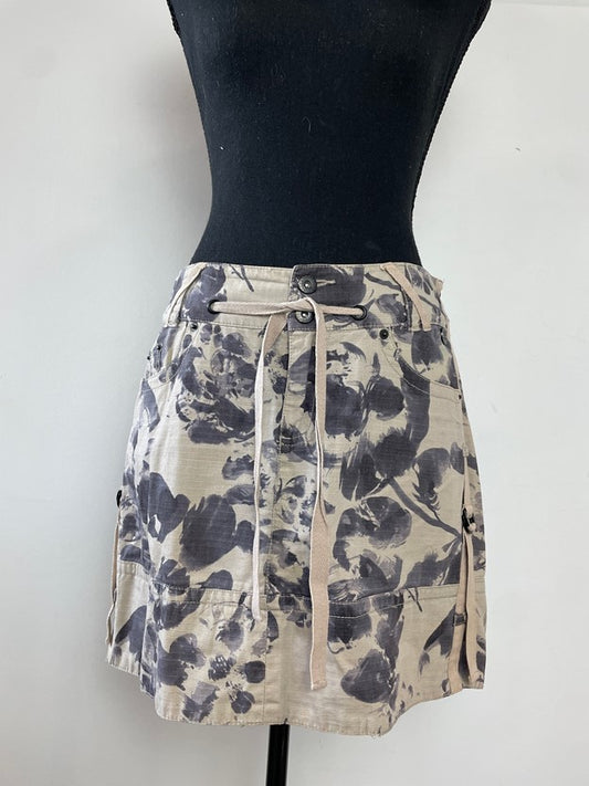 Floral Watercolor Print Cargo Skirt