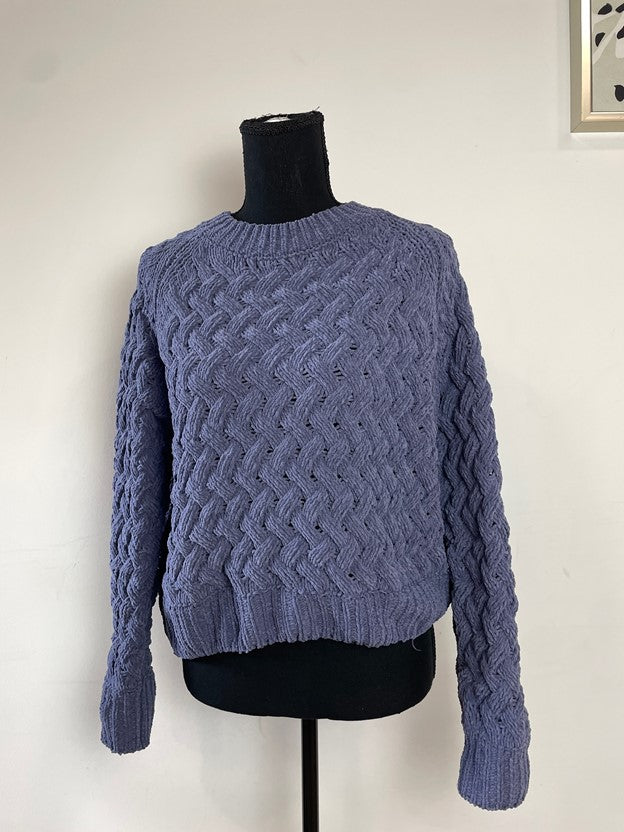 Blue/ Gray Knitted Crop Sweater