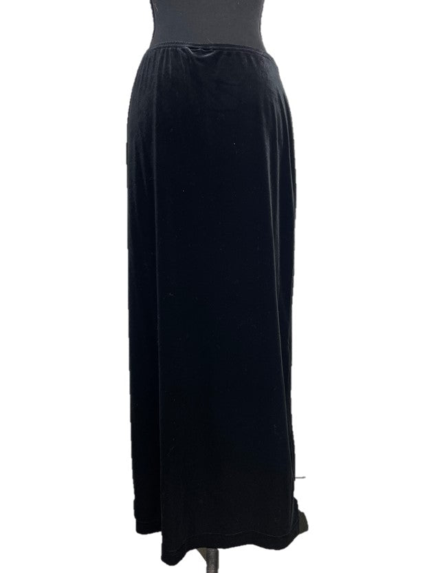 Black Suede Side Slit Maxi Skirt
