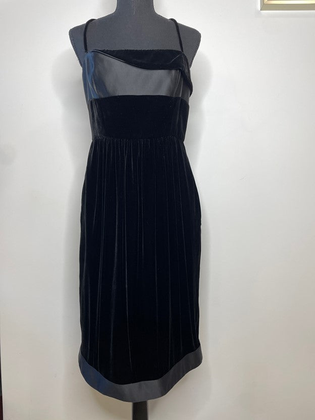 Black Suede Asymmetrical Square Hem Mini Dress Lined With Silk