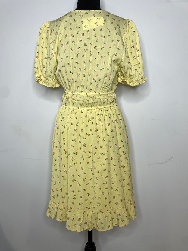 Yellow floral print mini dress