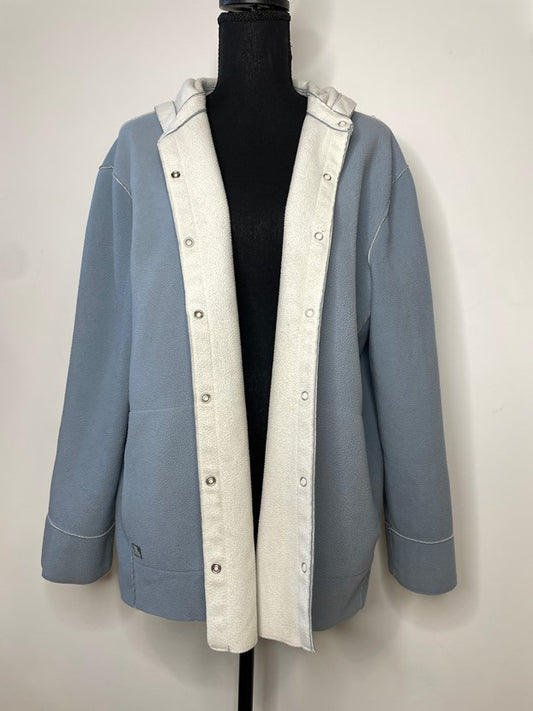 Blue/ White Button Up Hoodie