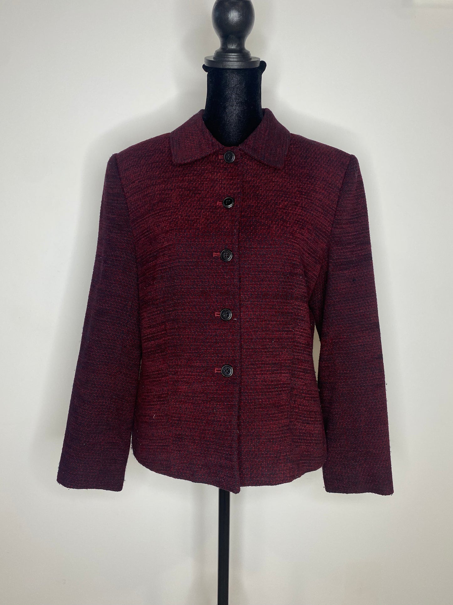 Red Buttoned Collared Jacket