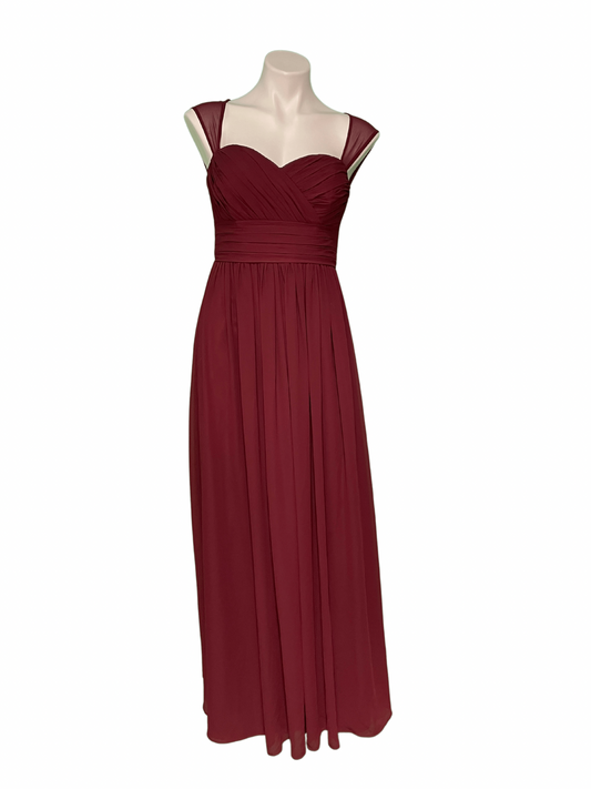 Maroon sweetheart neckline gown