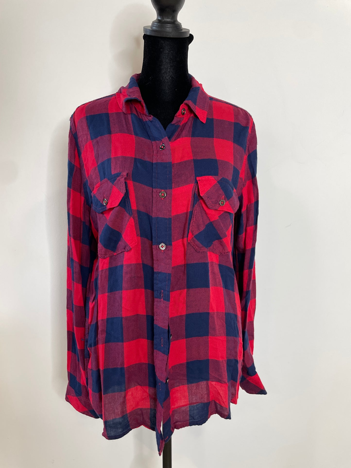Red & blue checkered flannel button down
