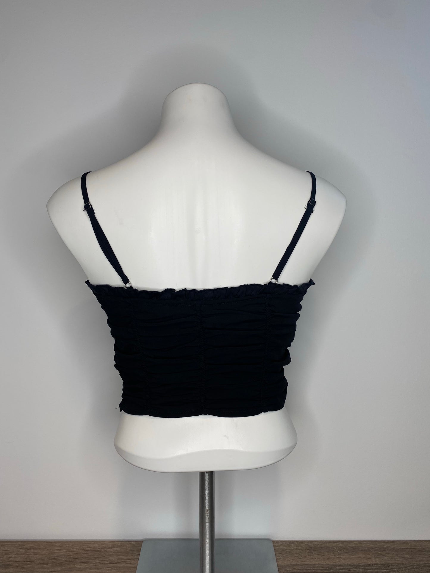 Ruched black tank top