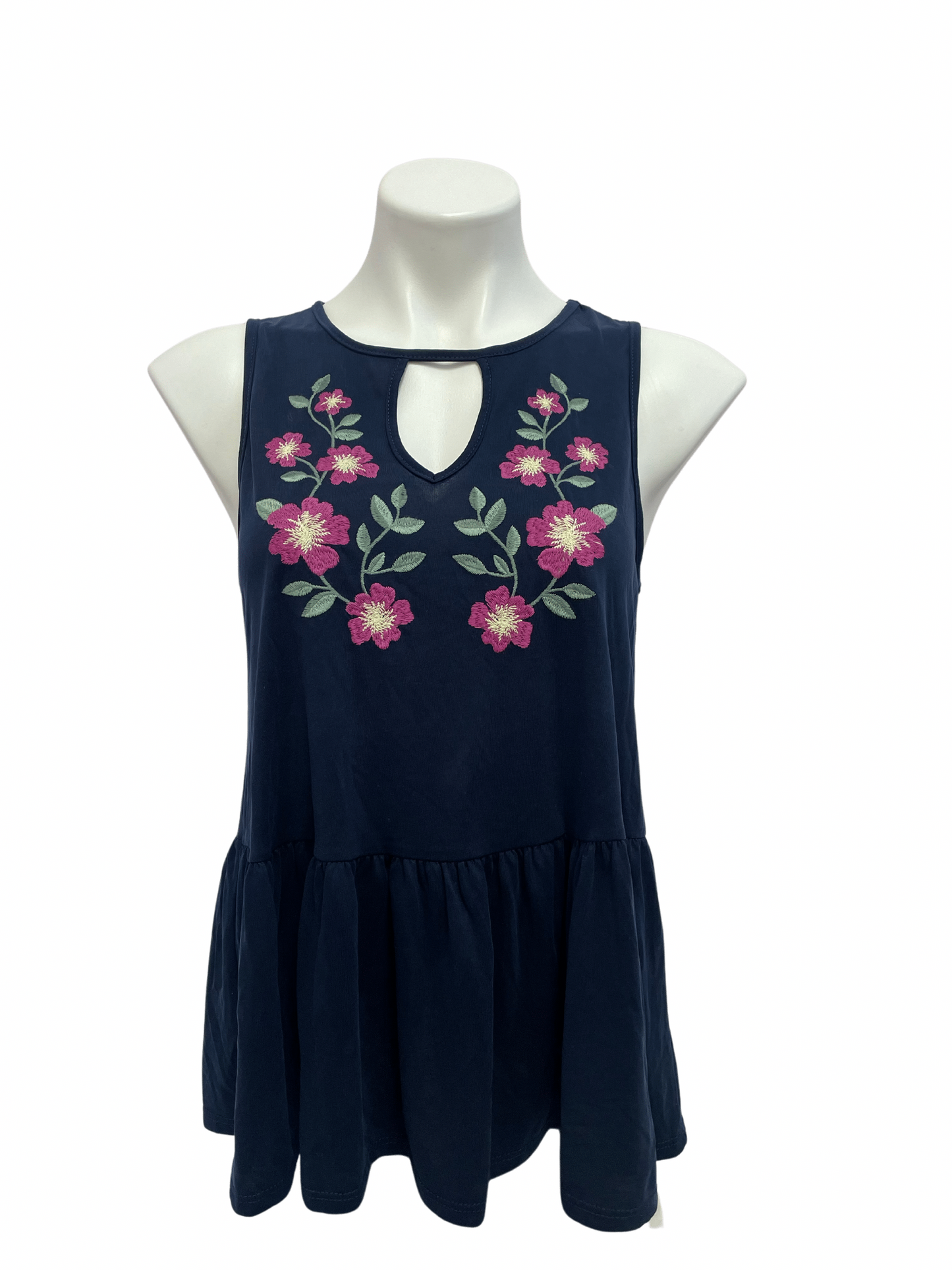 Cutout embroidered tank