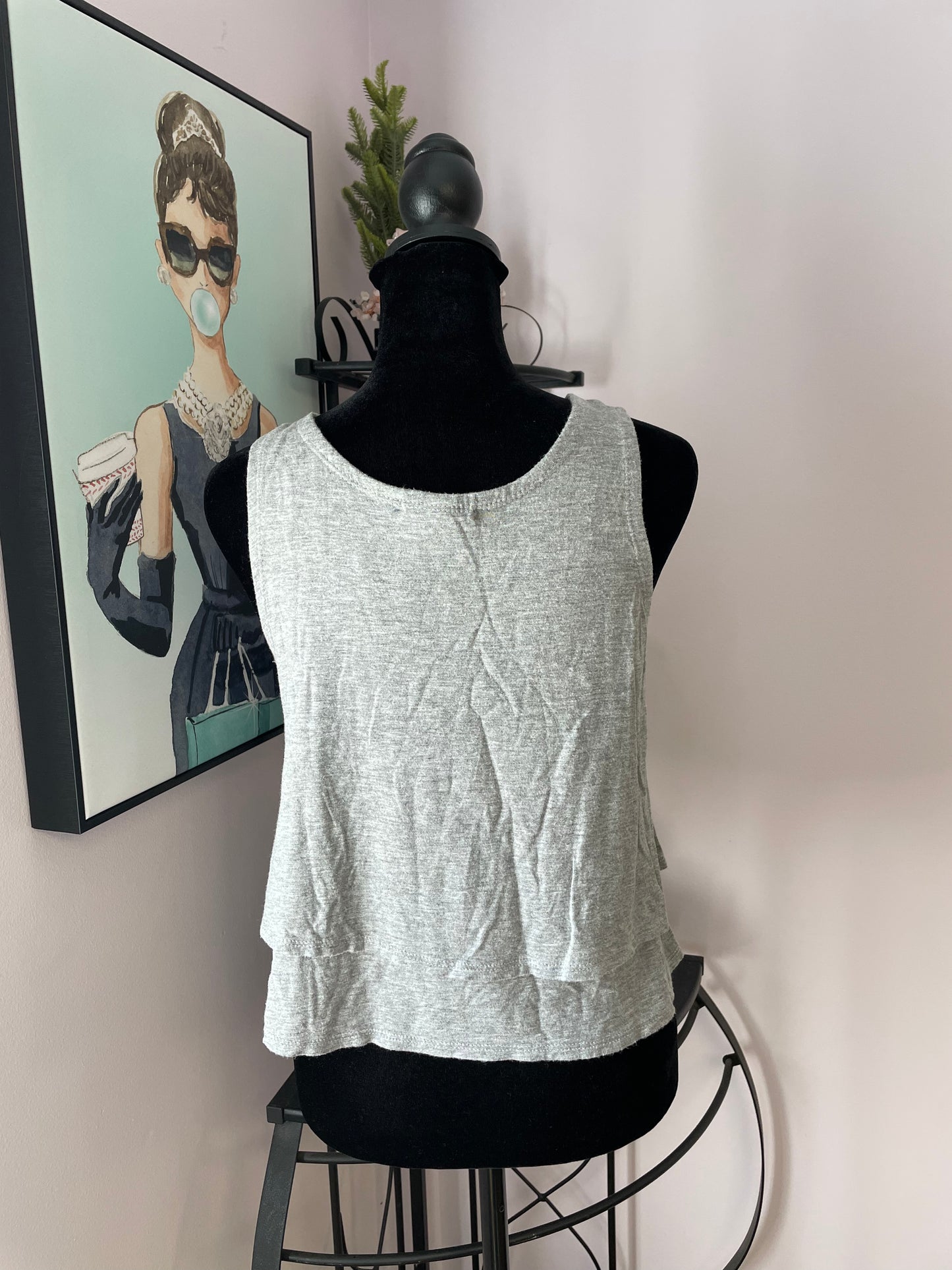 Gray Layered Cropped Tank Top