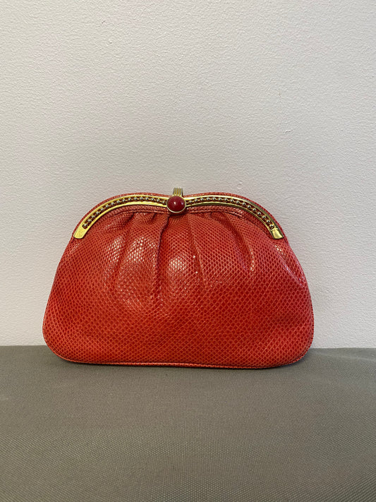 Red Leather Handle Clutch