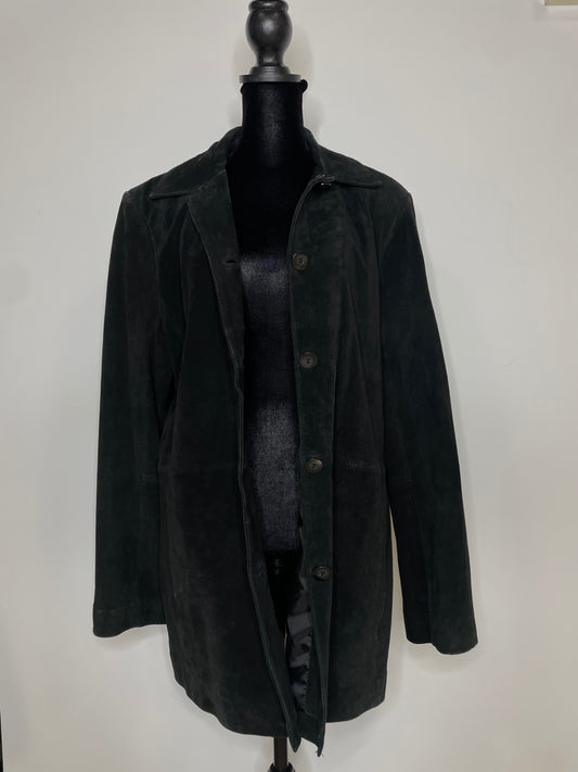 Black suede button up coat