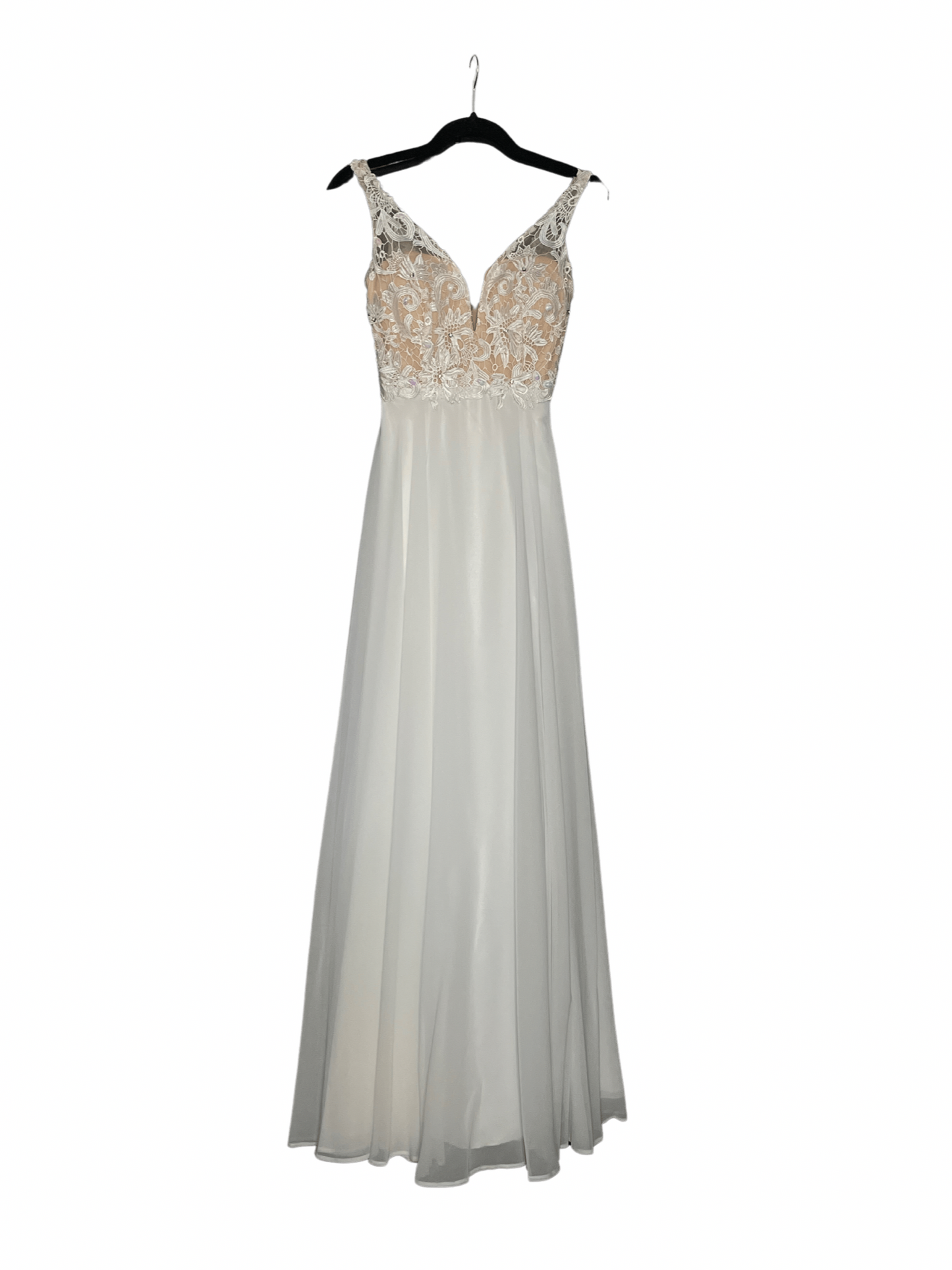 V neck lace top gown