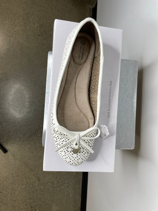 White perforated ballet flats