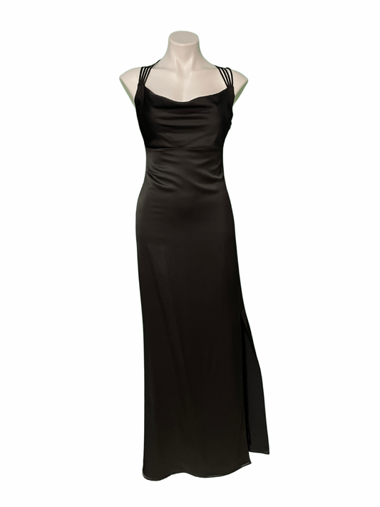 Black cowl neck formal gown